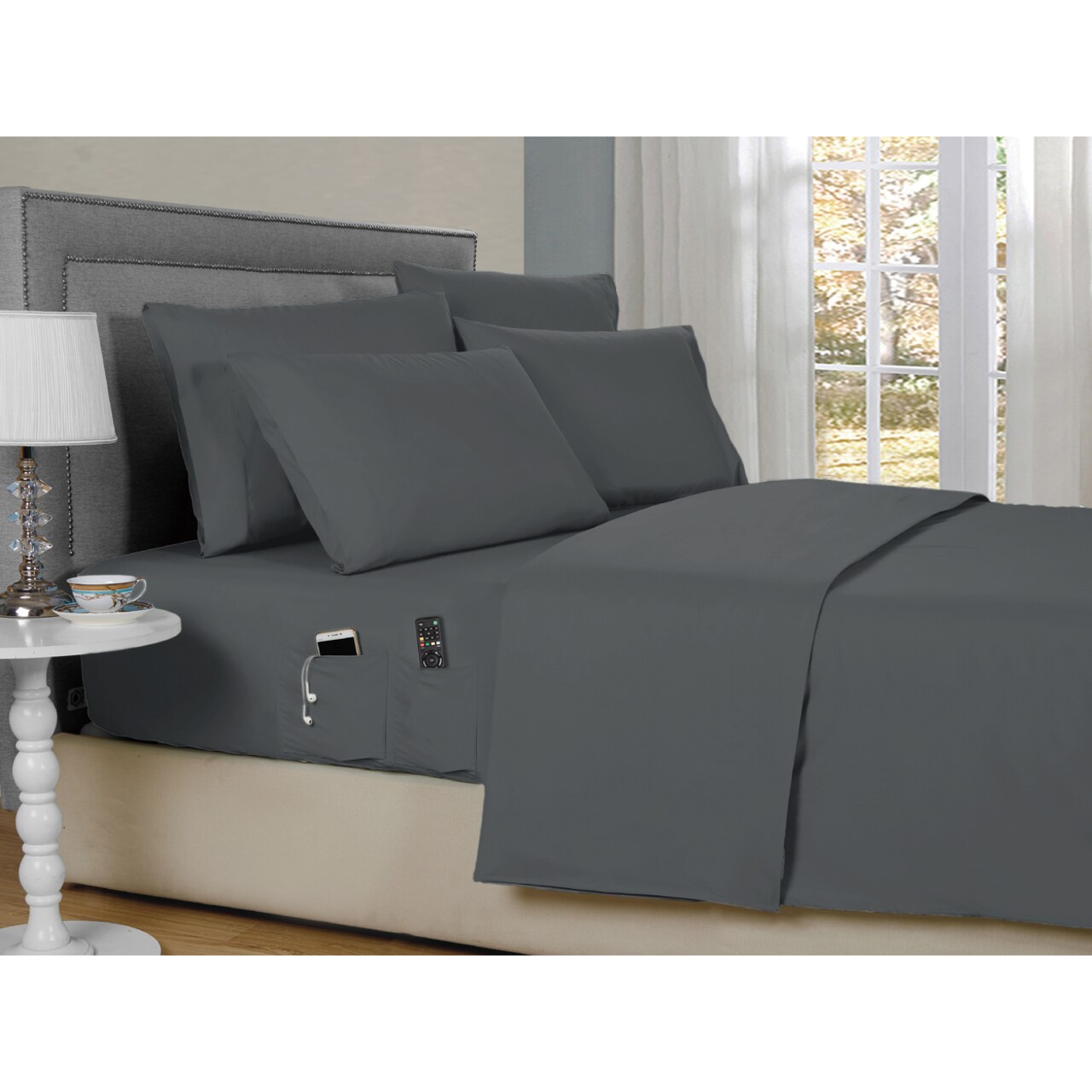 Kathy Ireland Smart Sheet Set 6-Piece Microfiber Twin Queen King Side Pocket